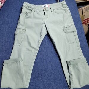 cabi Jeans Cargo Pants Women's Size 8 Olive Green Cropped Casual